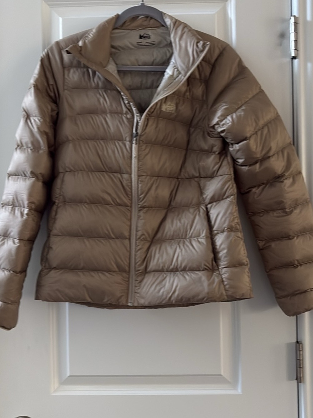 REI Women's Puffer Jacket in Taupe